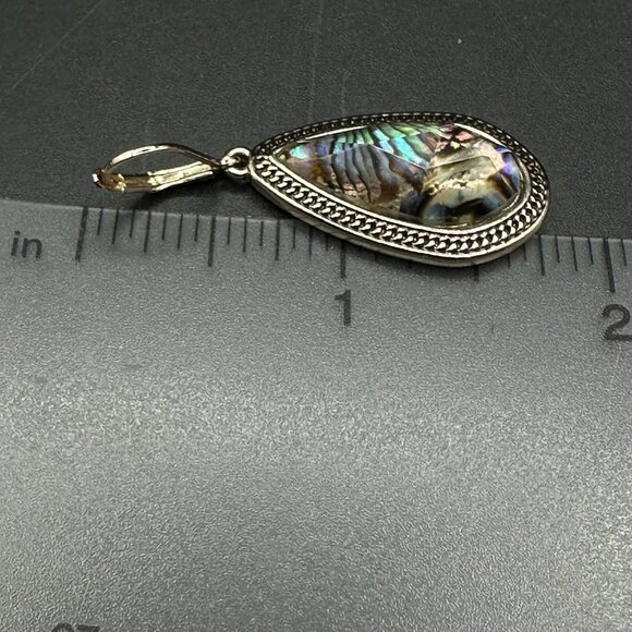 NAPIER Dangling Gold Tone Faux Abalone Leverback Earrings Teardrop Iridescent - Picture 9 of 9